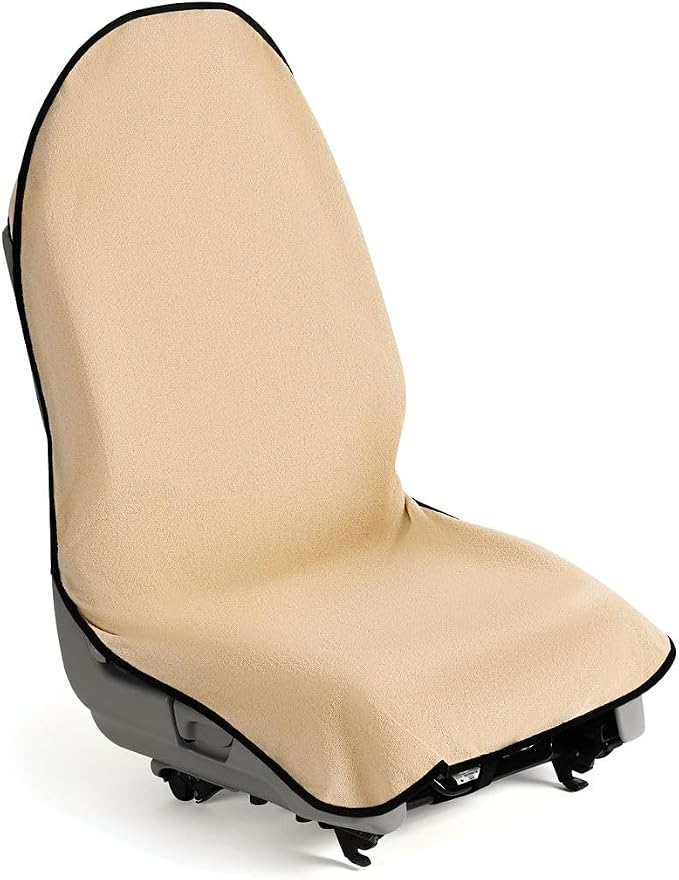 Waterproof Sweating Car Seat Cover for Post Gym Workout, Running, Swimming, Beach and Hiking, Universal Fit Anti-Slip Bucket Seat Protector for Cars, SUVs and Trucks, Machine Washable, Beige