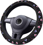 Flower Steering Wheel Cover Car Accessories Cute for Women Girls Universal 15 Inch Neoprene Auto Interior Decor Anti Slip Automotive Trucks Protector