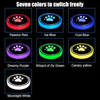 Mandark LED Car Cup Holder Lights, 2PCS Waterproof 7 Colors Changing Vehicle USB Charging Coaster Pad, Auto Interior Atmosphere Lamp Cup Mat Accessories, Universal for SUV Sedan Truck (Paw)