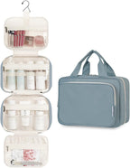 Hanging Toiletry Bag for Women Travel Makeup Bag Organizer Toiletries Bag for Travel Size Essentials Accessories Cosmetics (Greyish Blue (Medium))