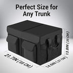 Car Trunk Organizer with Lid, Collapsible Car Storage Organizer with Reinforced Leather Handles, Non-Slip Bottom, Trunk Organizer for SUV, Van, Jeep (Black with Strap, Extra Large)