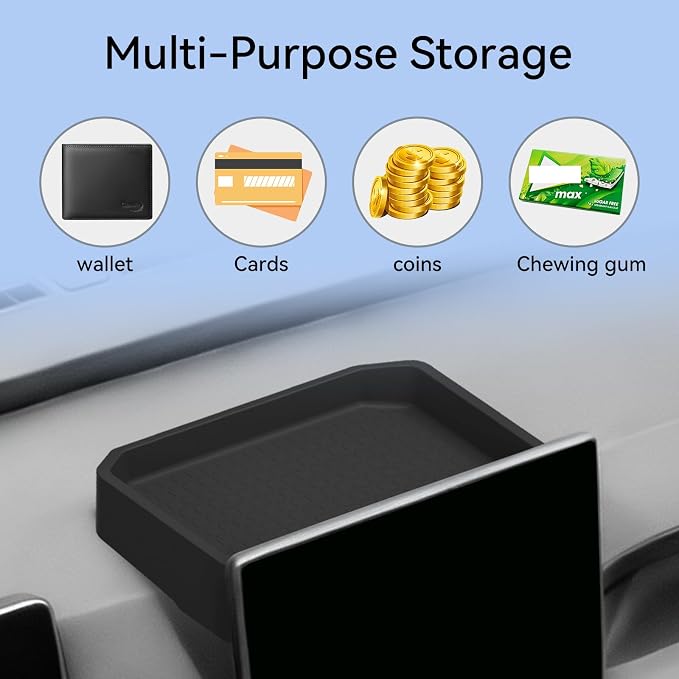 Dashboard Storage Box for Toyota RAV4 2026 Center Console Organizer Box Behind Screen Organizer Tray Silicone Interior Accessories