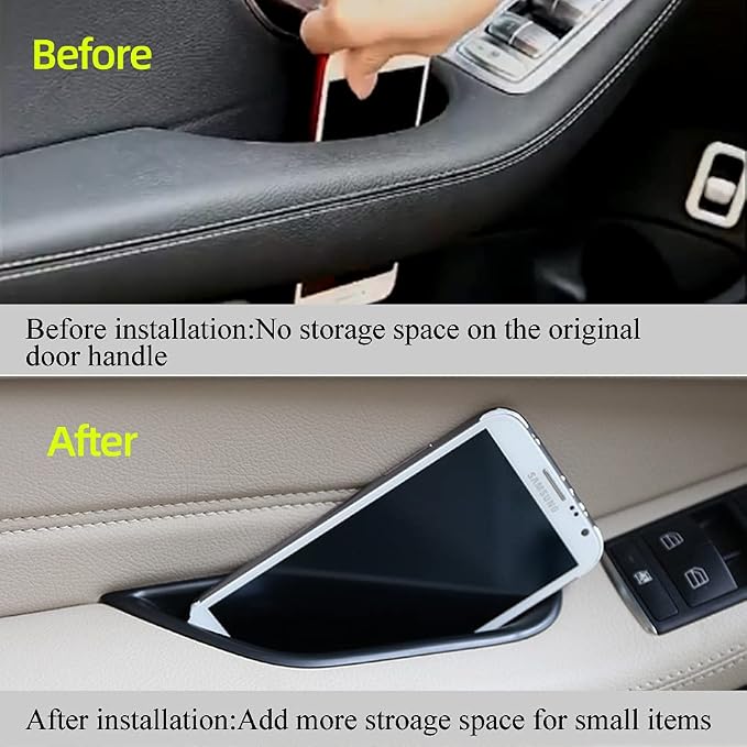 Black Front Row Door Side Storage Box Handle Pocket Armrest Phone Container Fits on Mercedes Benz E Class E350 E400 E500 E63 AMG W212 2010 2011 2012 2013 2014 2015