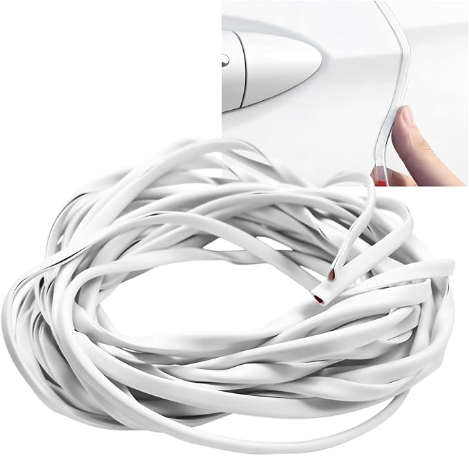 32.8Ft(10M) Car Door Edge Protector, Anti-Collision Auto Door Protective Strip U Shape Edge Trim, Self-Adhesive Automotive Doors Entry Guard Seal Protector for Most Vehicles (White)