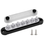 7 x M6 (1/4") Studs Power Distribution Block Bus Bar 12V, 5.9" HD 150A Marine BusBar Battery Distribution Block W/Cover for Car Boat Solar (Black)