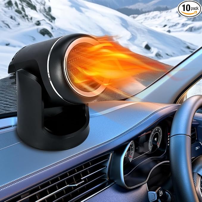 12V 150W Portable Car Heater with Quick-Start Heating, 360-Degree Rotary Defroster and Fast Demisting Cooling Air Purify,Small and portable