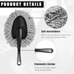 Car Dash Duster Brush, Super Soft Microfiber Multi-Functional Car Cleaning Brush, Scratch Free Dash Dusting Tool with a Anti-Skid Handle for Vehicle Home Kitchen Cleaning (Gray)