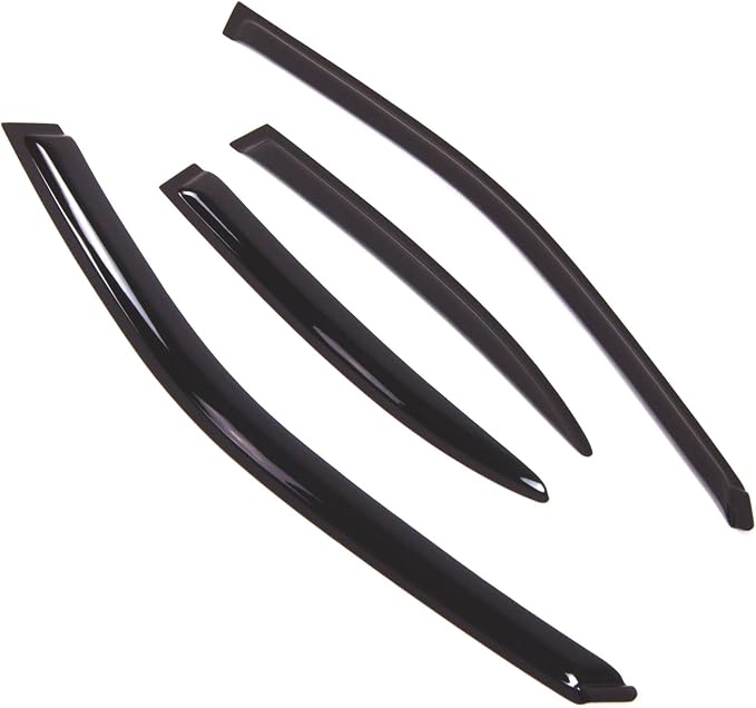 WD2-643 Dark Smoke 4 Pcs Set Window Visor (Outside Mount) Deflector Rain Guard Compatible with 2001-2004 Kia Spectra Sedan
