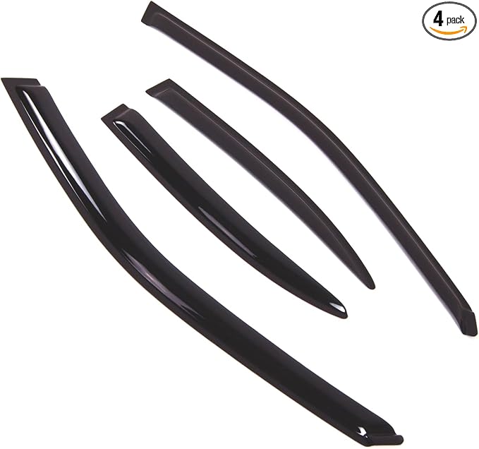 Outside Mount Window Vent Visors Rain Guards Compatible with Kia Spectra Sedan 2001-2004 | Side Window Wind Deflectors Rain Shields | Smoke Tinted, 4 Pcs Set, DGWV-643