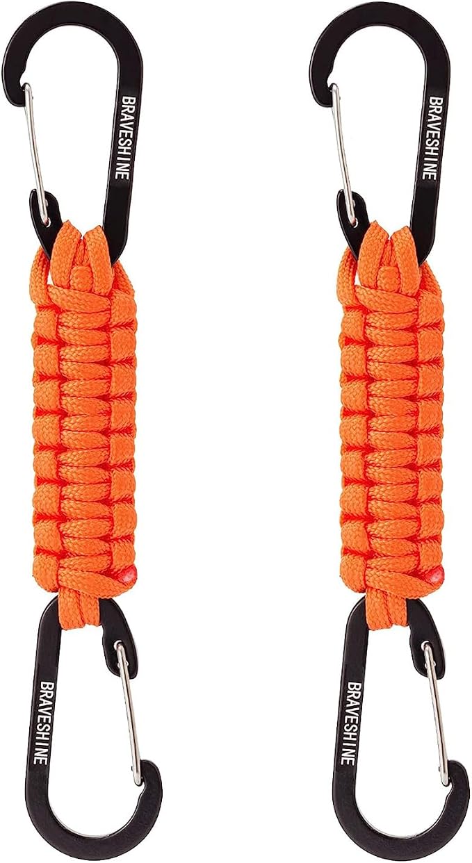 Paracord Keychain Carabiner Clip, D Ring Lanyard Hanger Stroller Hook for Water Bottle, Key, Backpacks, Men, Women