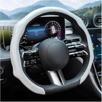 Car Steering Wheel Cover with Comfort Grip, 14.5-15" Carbon Fiber Laser Non-Slip Steering Wheel Protector, Cool Stylish Auto Interior Decor Accessories, Universal for Van SUV Sedan (White)