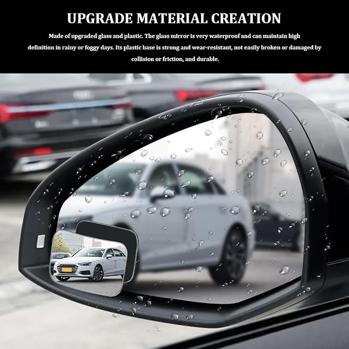 2PCS Blind Spot Convex Car Mirror, Side Mirror Blindspot, Rear View Mirrors with Wide Angle Adjustable Stick, Universal Car Blindspot Mirrors Exterior Accessories for Cars (Rectangle, 2PCS)
