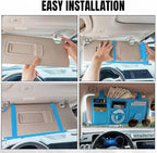 Car Sun Visor Organizer, Truck Visor Organizer, Leather Multi-Pocket Auto Visor Storage Pocket Pouch Holder with Zipper, Auto Accessories Storage Bag for Driving License Card Pen (Sky Blue)