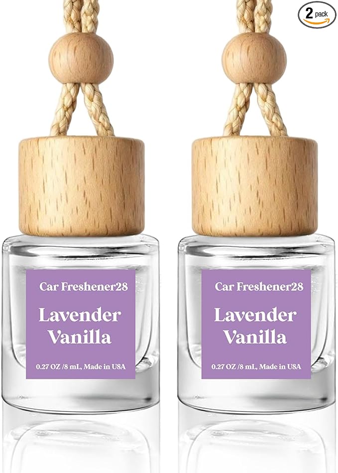 Car Air Freshener Diffuser 2 Pack Hanging Air Freshener Diffuser -Lavender Vanilla Fragrance Oil Air D iffuser for Car, 45+ days Long Lasting Fragrance Made in USA C ar Air Fresheners (L28)