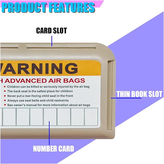 Car Sun Visor Organizer, Car Registration Holder with Parking Number Sticker, Self-Adhesive Card Pocket Storage Organizer to Keep Things Tidy (Beige)