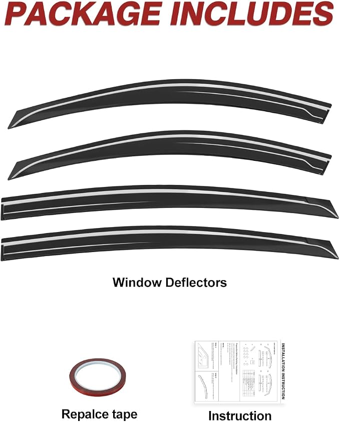 Outside-Mount Window Rain Guards Fit for 2019-2026 Nissan Altima, Extra Durable Window Visors Wind Deflector Dark Smoke Vent Shades for 19-26 Altima, Tape-on with Thicker 4PCS