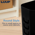 Luup Trash Can (Black) - Reuse Grocery Bags - Plastic Garbage Container for Bathroom, Vanity, Laundry Room, Kitchen, Office, Garage - 2.5 Gallon Wastebasket with Hooks to Secure Trash Bags