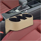 ZIMISI Car Cup Holder, Leather Front Console Gap Filler Organizer (Beige) | Car Seat Gap Filler Storage Box, Multifunctional Car Cup Drink Holder, Coin Bucket, Cell Mobile Phone Holder