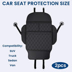 2 Pack kick mats back seat protector, backseat car organizer protectors for back of front seats, 30"X17" Car Seat Protectors for Under Child Seats, Waterproof Back Seat Cover with 3 Large Pocket