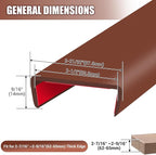 Rubber Edge Trim, Flexible Self Adhesive U Shaped Peel and Stick Edge Banding, 2-1/2"(63.5mm) U Channel Edge Protector, Edge Guards for Woods, Furnitures, 20Ft, Brown Color