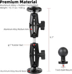 AMPS Round Plate Drill Base for Fish Finder, T-Bolt Track Mount with Aluminum Long Arm Extension for Garmin Striker 4 / Plus 4 / Vivid 4cv, Compatible with RAM Mounts/GPS Chartplotter Holder/Boat