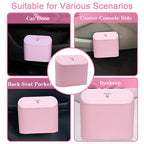 Car Trash Can Bin with Lid - Universal Vehicle Mini Leakproof Garbage Can Bin with 20pcs Trash Bags Can Organizer Storage for Front Back Seat Accessories for Auto Office Bedroom Home(Pink)
