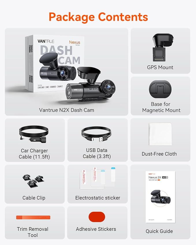N2X 2.7K Dash Cam Front and Inside, 5G WiFi Dual Dash Camera for Car with HDR IR Night Vision, STARVIS 2, GPS, 2.5K/60FPS, G-Sensor, 24/7 Parking Mode, Voice Control, Support 512GB Max