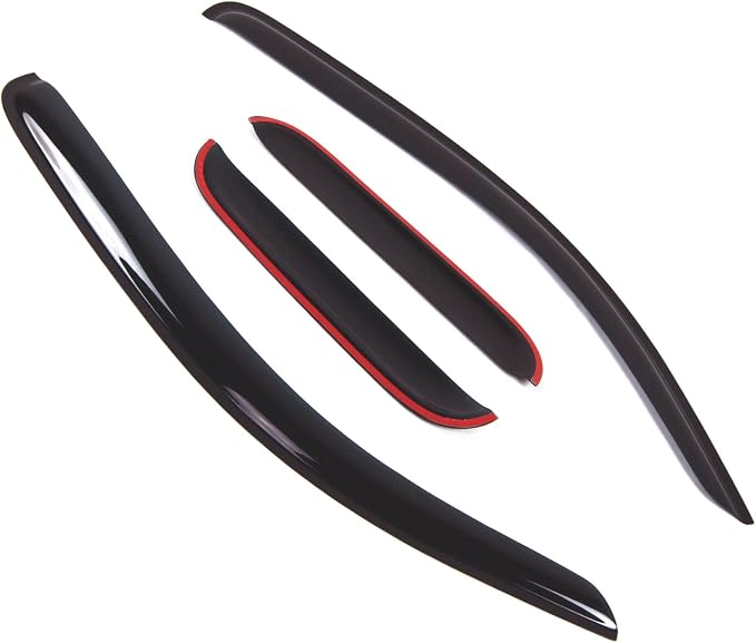 Outside Mount Window Vent Visors Rain Guards Compatible with Toyota Tacoma Extended 05-15 | Side Window Wind Deflectors Rain Shields | Black Tinted, 4 Pcs Set, BGWV-449
