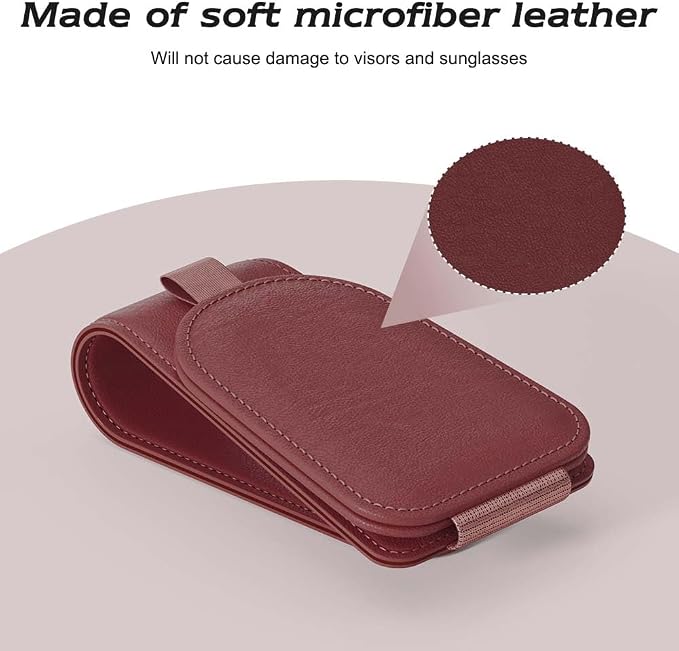 Sunglass Holder for Car Visor, Suede Cloth Magnetic Sunglass Organizer for Car Accessories, 2 Packs, Claret