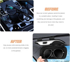 Sunglasses Holder for Car Sun Visor, Protective Automotive Eyeglasses Storage Case Hanger, Soft Vehicle Interior Glasses Organizer Box Accessories, Universal for SUV Sedan Truck (Brown)