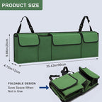 Car Trunk Organizer – Backseat Hanging Large Storage Bag with Adjustable Straps, Waterproof Collapsible Cargo Organizer with 4 Pockets, Space-Saving Trunk Storage for SUV Truck MPV (Green)