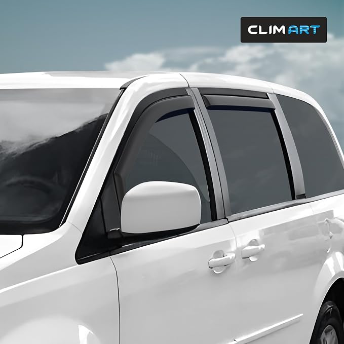 in-Channel Incredibly Durable Rain Guards for Dodge Grand Caravan 2008-2020, Original Window Deflectors, Vent Window Visors, Vent Deflector, 4 pcs. - 608252