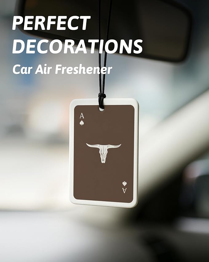 Boho Brown Western Car Air Freshener 4 Pcs, Preppy Cow Skull Cactus Cowgirls Boots Hanging Air Freshener for Cars Closet Drawer Books, Western Car Accessories Mirror Decor for Women Men