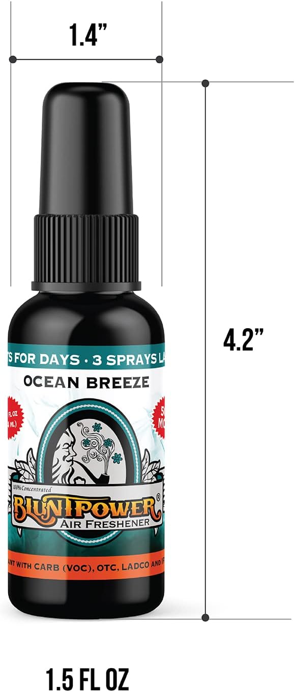 (Ocean Breeze, 1 Pack) Concentrated Air Freshener for Room and Car Spray - Oil-Based Diffuser Spray Bottle - Long-Lasting Bathroom Spray, Car Freshener, & Odor Eliminator Spray