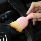 Car Interior Detailing Brush,Soft Bristle Cleaning Brush Car Detailing Brush Dusting Brush,Car Interior Cleaning Tool,Auto Detail Brush Car Dash Duster Brush (Pink with Cap)