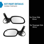 4 Piece Driver and Passenger Side Mirror Assembly Set Electric Adjustment Heated No Memory Black Compatible with 2000-2007 Ford Taurus 2000-2005 Mercury Sable With Textured Cap FO1320193 FO1320353