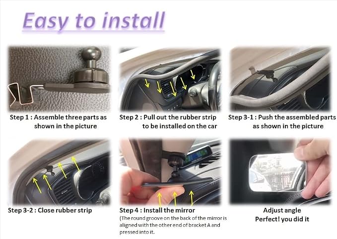 Blind Spot Mirror,Car Built-in Installation Glass Material 360 Degree Rotation Frameless 3.3 * 2.1Inch Convex Mirror Mechanical Installation Firm and Durable Installation Simple Gift box Packaging