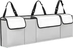 Car Trunk Organizer, Backseat Hanging Large Storage with Adjustable Straps,Waterproof PVC Collapsible Cargo Bag, Car Interior Accessories for Auto SUV MPV (White)