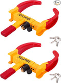 Wheel Lock Set,Trailer Security Adjustable Anti Theft Trailer Wheel Lock for Car Camper Trailers SUV Boat Motorcycle Great Deterrent 2 Packs 6 Alike Keys