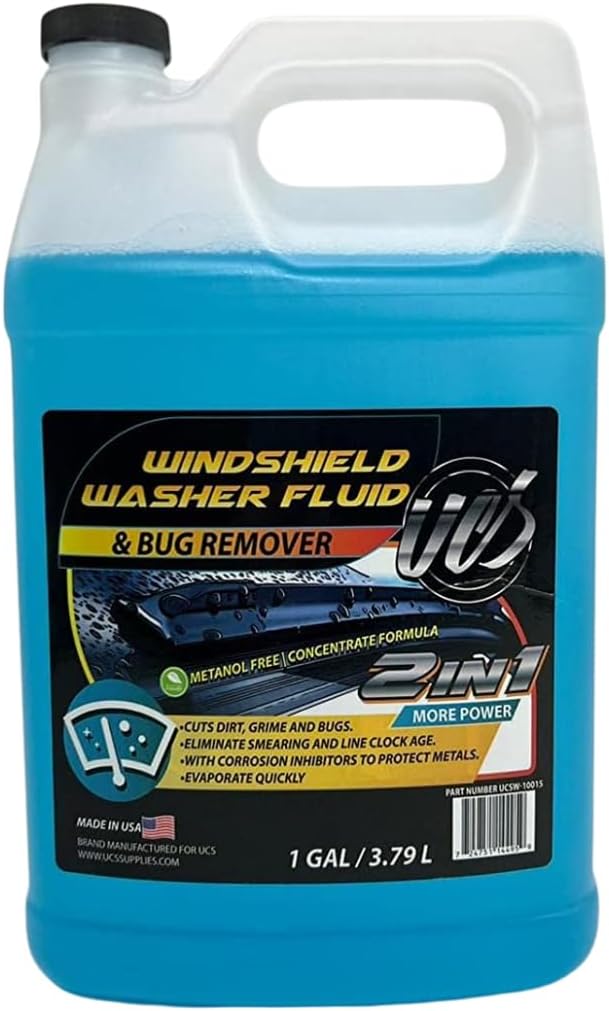 Windshield Washer Fluid 2-in-1 Bug Remover – Ready to Use Formula – Streak-Free Cleaning – Removes Dirt & Road Grime – 1 Gallon (128 fl oz) Methanol-Free