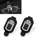 2PCS Sunglass Holder for Car Visor, Faux Leather Eyeglass Holder Clip for Car Sun Visor Organizer, Universal One Handed Operation Sun Glass Hanger, Car Interior Accessories for Women Man