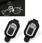 2PCS Sunglass Holder for Car Visor, Faux Leather Eyeglass Holder Clip for Car Sun Visor Organizer, Universal One Handed Operation Sun Glass Hanger, Car Interior Accessories for Women Man