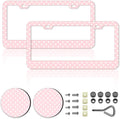 Polka Dots License Plate Frames，Polka dots Car Accessories for Women and Men ，Cute License Plate，Aluminum License Plate Frame Fits Standard US Vehicles Size 12.2 x 6 Inch (Pink-Polka dots)
