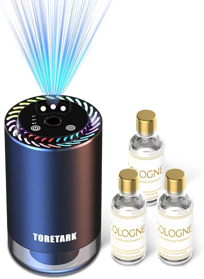 Smart Car Air Freshener with Star Light & 150ml Diffusers Oil Refills, Auto On/Off Aroma Diffuser, 3 Adjustable Modes Rechargeable Aromatizante para Carro - Car Diffuser（Lavender*3）