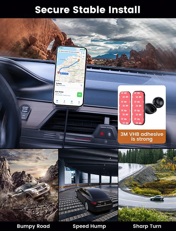 for Magsafe Car Mount Charger-15W Wireless Car Charger-Magnetic Car Phone Holder for Dash Air Vent-LED RGB HandsFree Car Mount Fast Car Charger for iPhone 16 15/14/13/12 Series RED