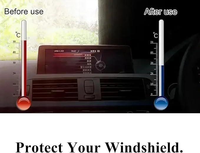 Exterior Car Sun Shade for Windshield & Mirrors, Multi-Layer Reflective Heat Shield, Blocks Sun & Snow, Keeps Interior Cooler, Anti-Theft Door Flap, All Season for SUV Sedan Truck（57"x42"）
