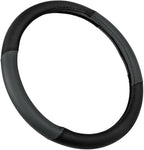 Sporty Two Tone Ergonomic Grip Steering Wheel Cover - Plush Leather Grip for Standard Size Wheels 14.5-15 inch Gray/Black