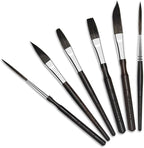 Starter Pinstriping Brush Kit 6 pcs High Performance Striping Brushes, Long Liner, Script Liner, Sword, Cat Tongue, Scroll Brushes for Lettering & Detailing