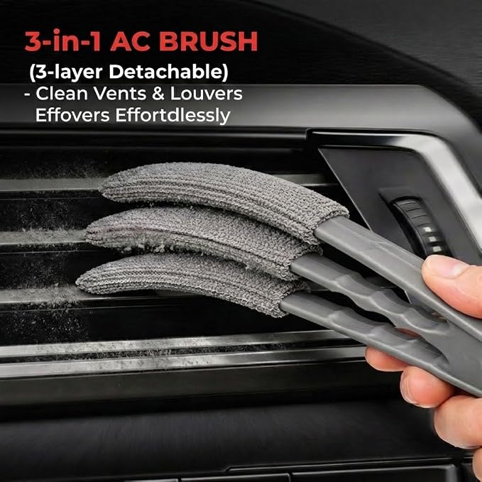 10-Piece Car Interior Cleaning Kit Boar Hair Brush Vent Gel Detailing Set | 3 Boar Hair Brushes,3-in-1 Vent Brush,Non-Toxic Gel,Spray Bottle;Auto & Home Dual Use,Scratch-Free Detailing Gift Kit