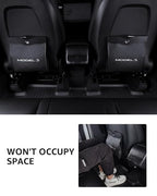 Trash Can for Tesla Model 3 2017-2023 Garbage Bag [Strong Magnetic Buckle] with LED Light 1PCS Backseat Hanging Garbage Bin Waterproof Faux Leather Model 3 Interior Accessories 2.5 Gallons